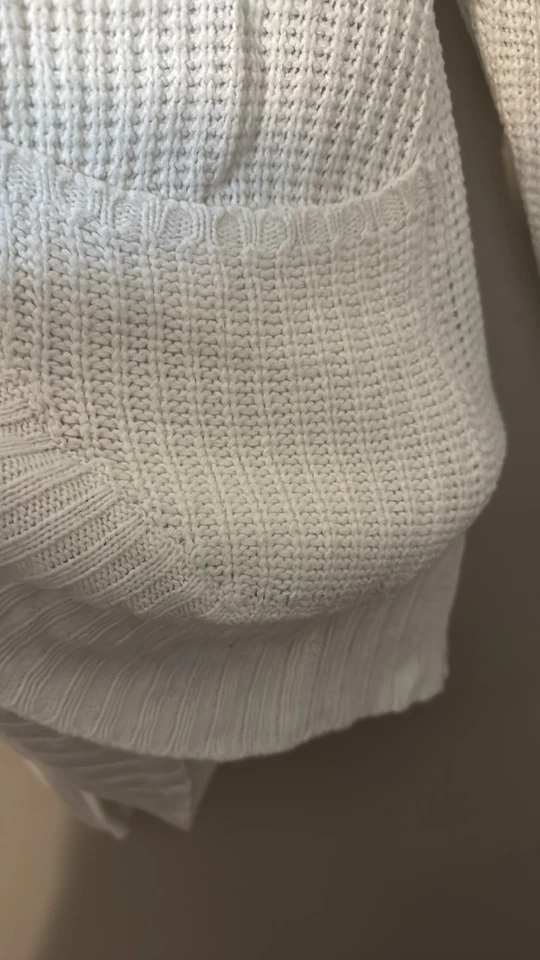 Jason Maxwell 开衫毛衣 M 开襟披肩领象牙白 — 第 2/4 张图片