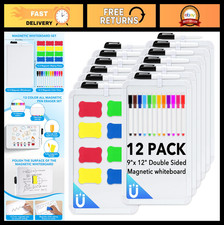 Small Dry Erase Whiteboard 12 Pack 8 x 12 Magnetic Double Sided White Boards