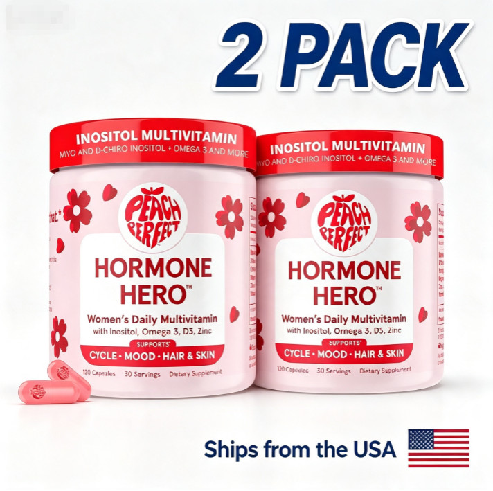 2pc Peach Perfect Hormone Hero,Inositol Multivitamin Women Cycle&Mood Support