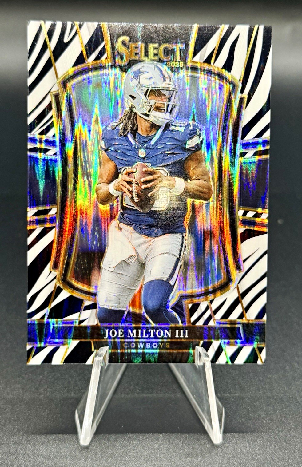 2025 Panini Select Football Zebra Prizm Premier Level Joe Milton III #196
