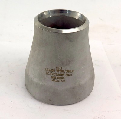 S.P.I. Stainless Steel WP304/304LW SCH40S Butt Weld Reducer 3'' x 2''