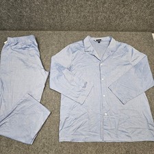 Club Room Mens Pajama Set 100 Cotton Sleepwear Button Down Blue XXL NWT