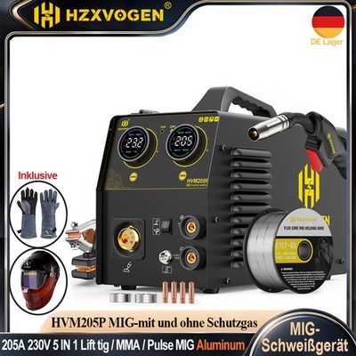 Aluminium Schweißanlage 205 A 5-in-1 SYN MIG gaslos Lift-WIG ARC Spoolgun 230V