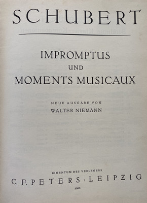 Schubert: Impromptus und Moments musicaux. Hg.Niemann (Ed. Peters 10462) Leipzig