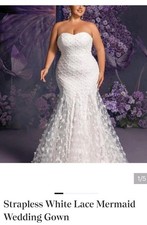 Strapless White Lace Mermaid Wedding Gown Size XL