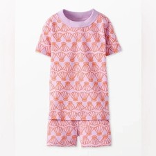 Hanna Andersson Short John Pajama Set in Sunset Reef Simple Seashells Size 8