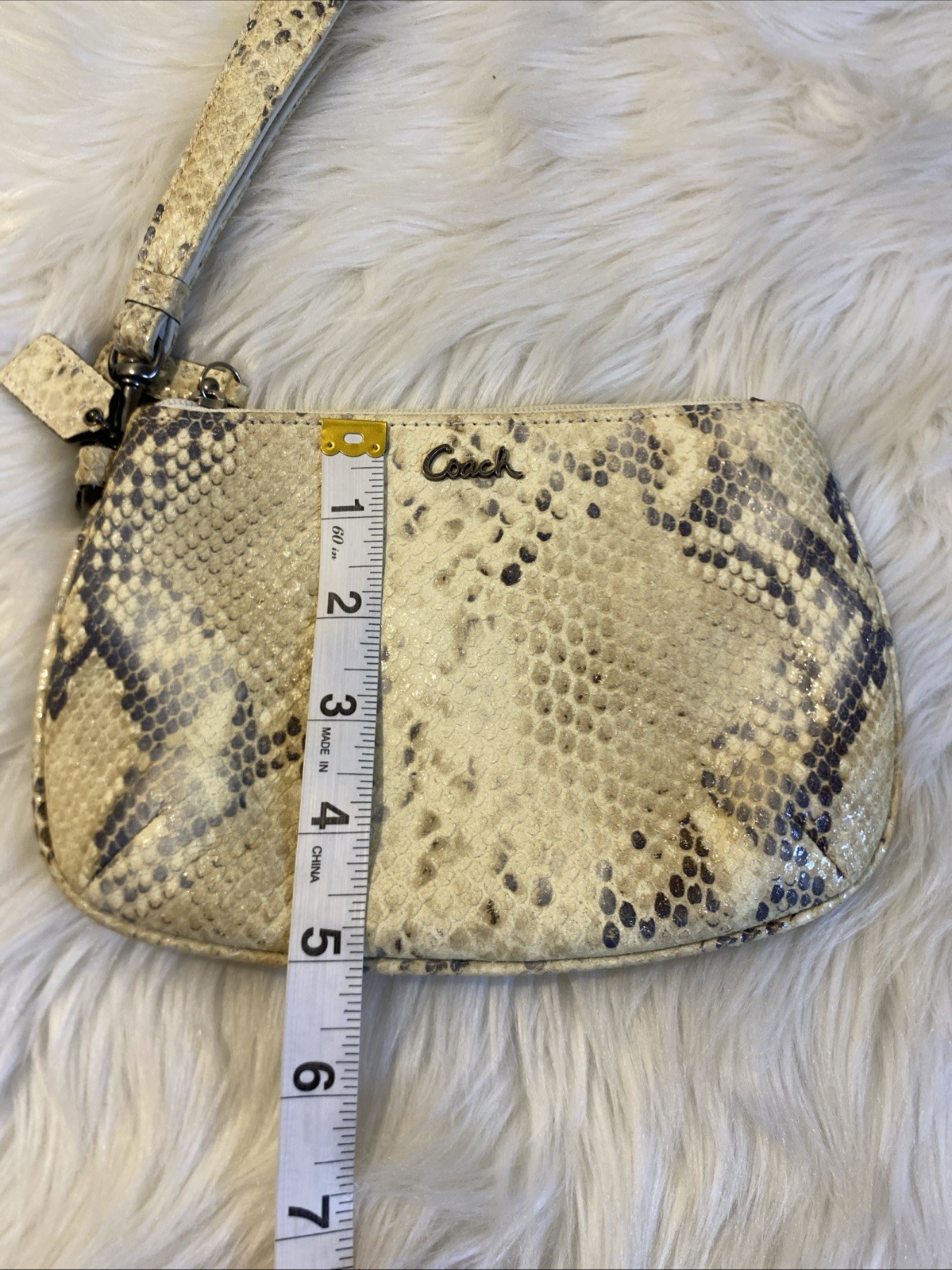 Coach Cream & Silver Colored Python Embossed Leat… - image 13