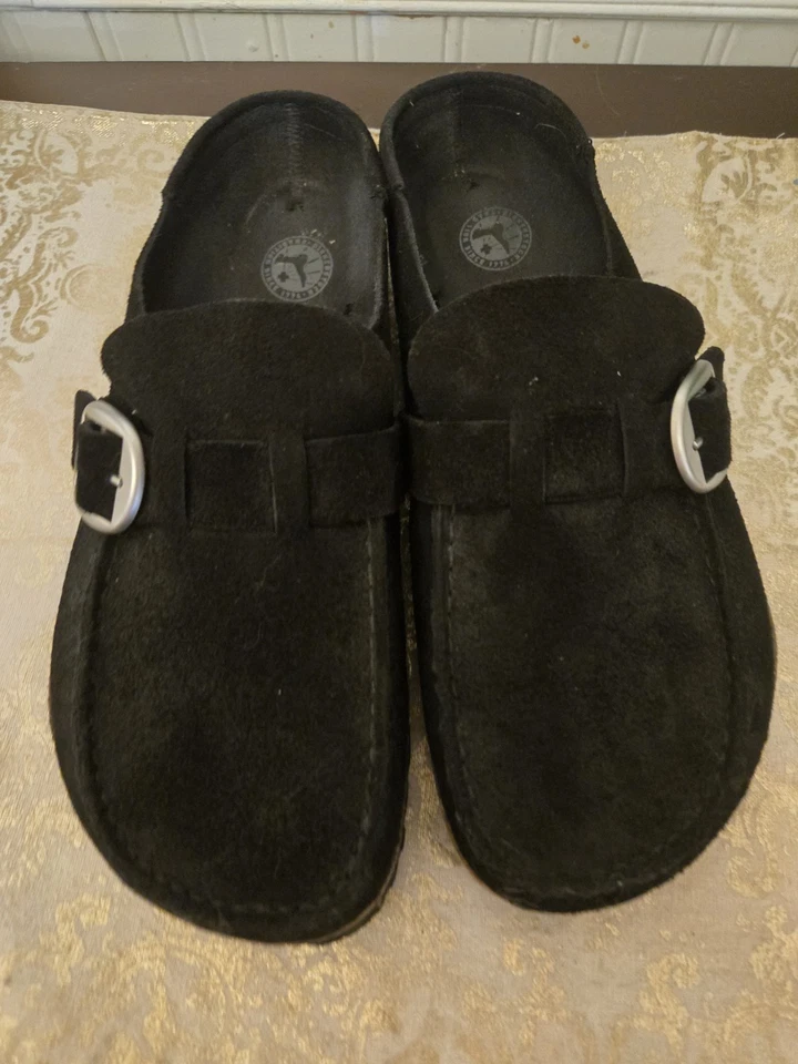 Zuecos Birkenstock para mujer Buckley 41 negros gamuza sin usar, puntera sin cordones cómodos para caminar Foto 2 de 4