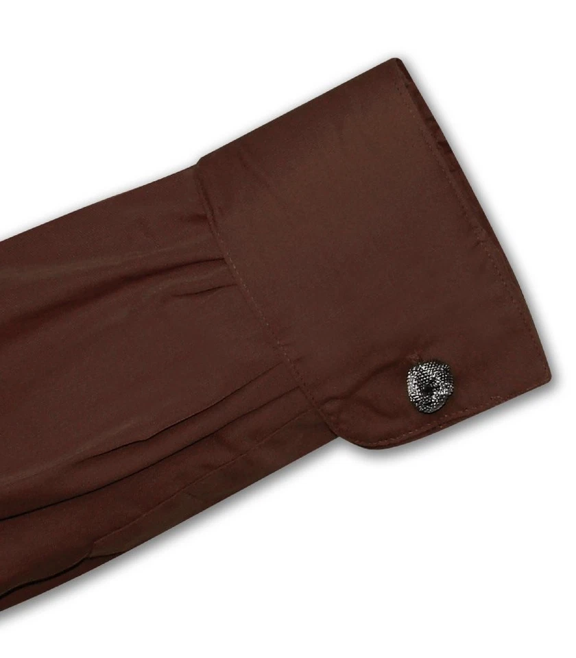 Camisa de vestir para hombre color marrón chocolate liso con puños convertibles talla 15 32/33 Foto 2 de 4