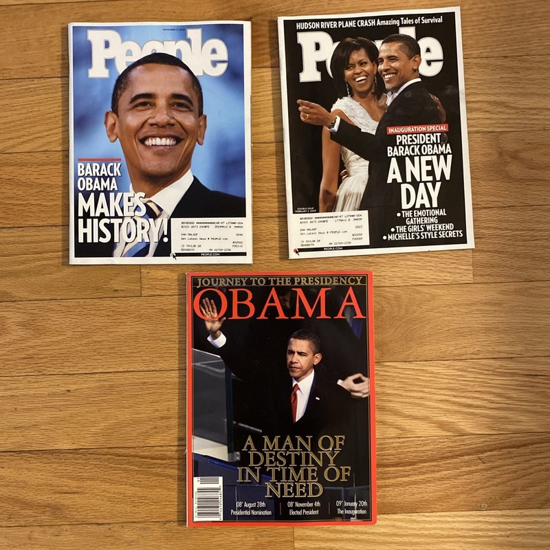 Lot of 3 magazines PEOPLE Time Magazine, Barack Obama 2008 2009 