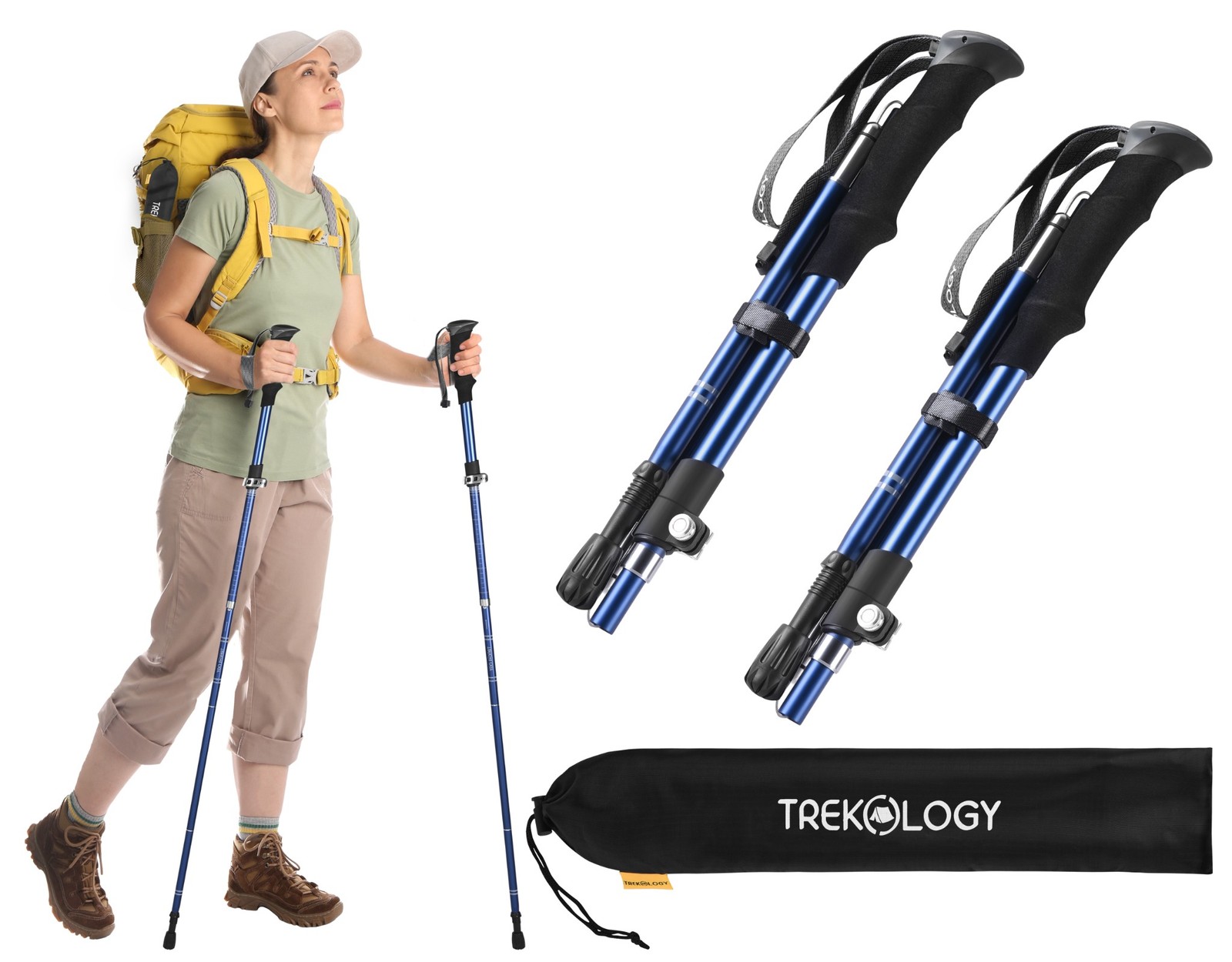 Trekology TREKZ SE Lightweight Collapsible Trekking Poles for Hiking 2PCS