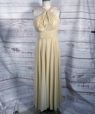Azazie Halter Style Long Formal Dress Light Beige C