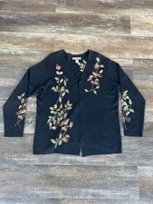 Vintage Wool Blend Embroidered Beaded Cardigan Women  s Size Large Christmas