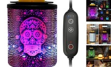 Electric Wax Melt Warmer with Timer (2/4/8H), 7-Color Changing LED 3d Skull