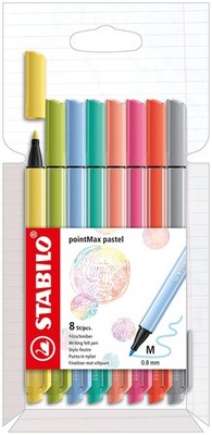 Fineliner - STABILO pointMax - Pack of 8 - Assorted Pastel Colours Assorted Past