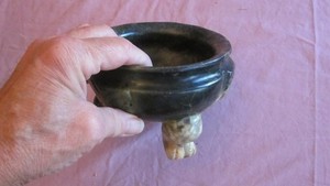 1 Quartz or Opal Chinese Hongshan style Standing Pedestal Censer or Bowl, 3 legs