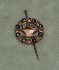 Antique HAMMER & ANVIL PIN - Gold Tone w/ MARCASITES — photo 1