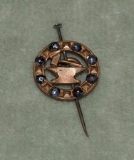 Antique HAMMER & ANVIL PIN - Gold Tone w/ MARCASITES