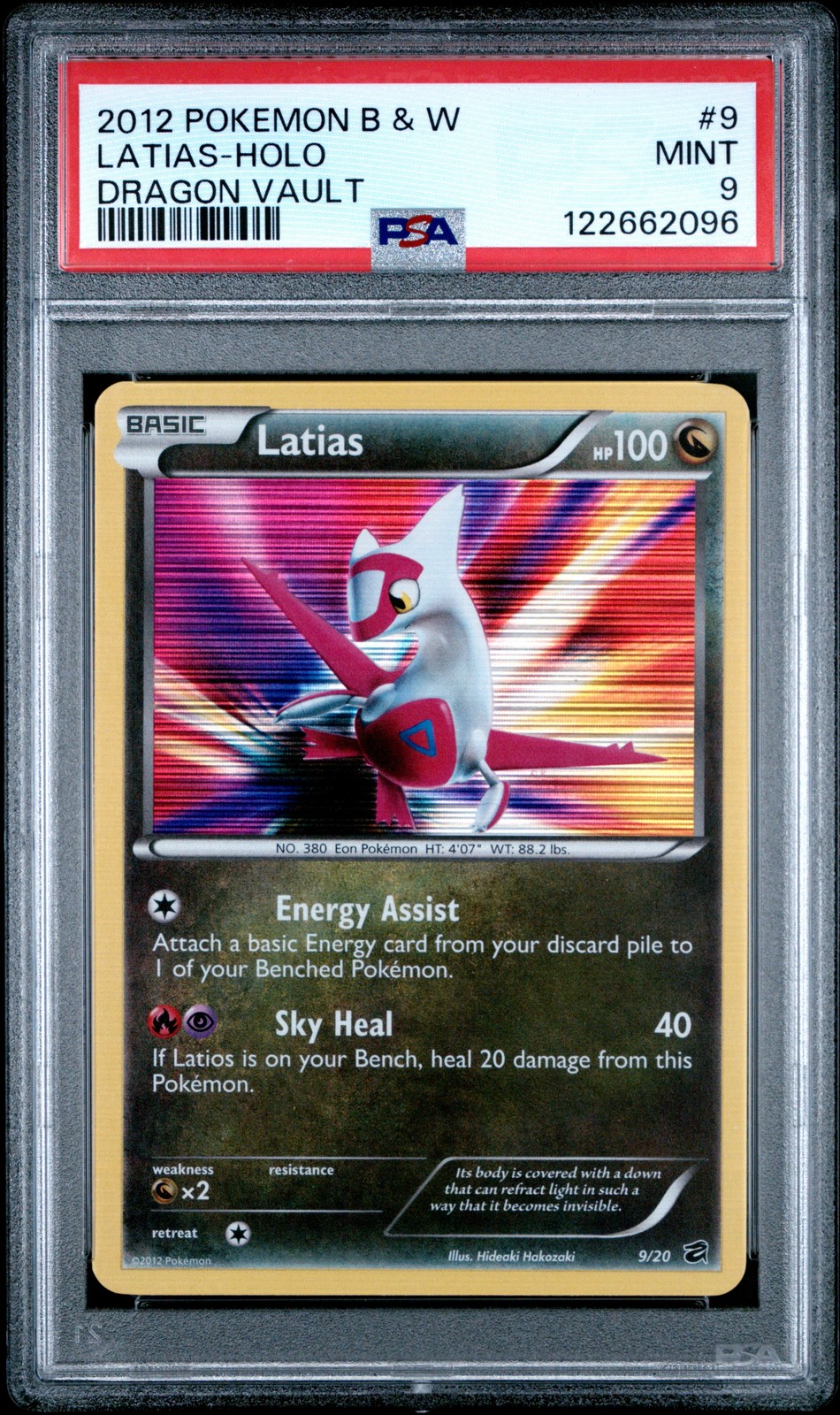 2012 POKEMON B&W DRAGON VAULT #9 LATIAS-HOLO PSA 9