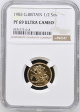 1983 Gold Proof Half Sovereign, Elizabeth II, NGC PF69 ULTRA CAMEO