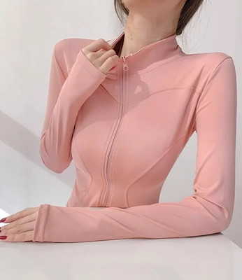 Women s Quick-Dry Yoga Jacket Long Sleeve Zipper Sports Coat