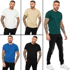 Enzo Mens T Shirts Plain Cotton Short Sleeve Plain Tee Regular Casual Shirt