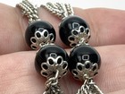 Vintage 800 Silver Rhodium Plated Onyx Stations Multi Strand 31” Necklace- 28.5g — photo 4