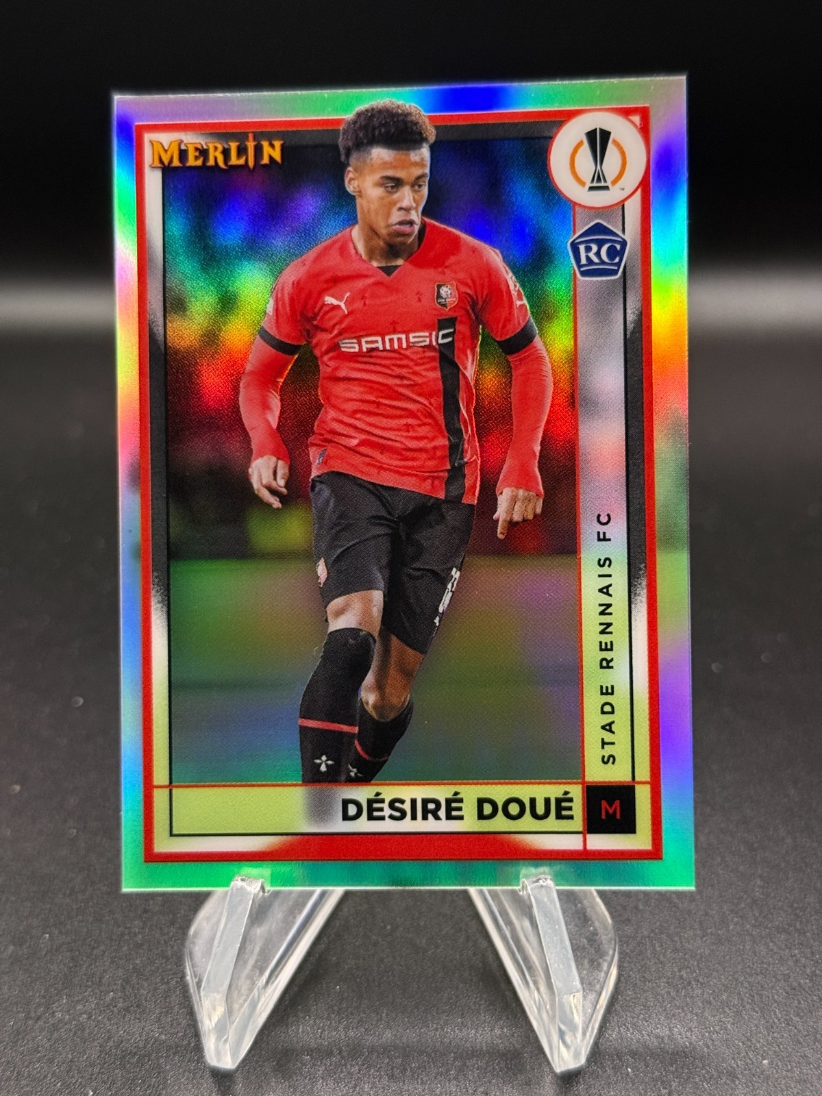 2022-23 Topps Merlin UCC Desire Doue Stade Rennais Refractor RC #133