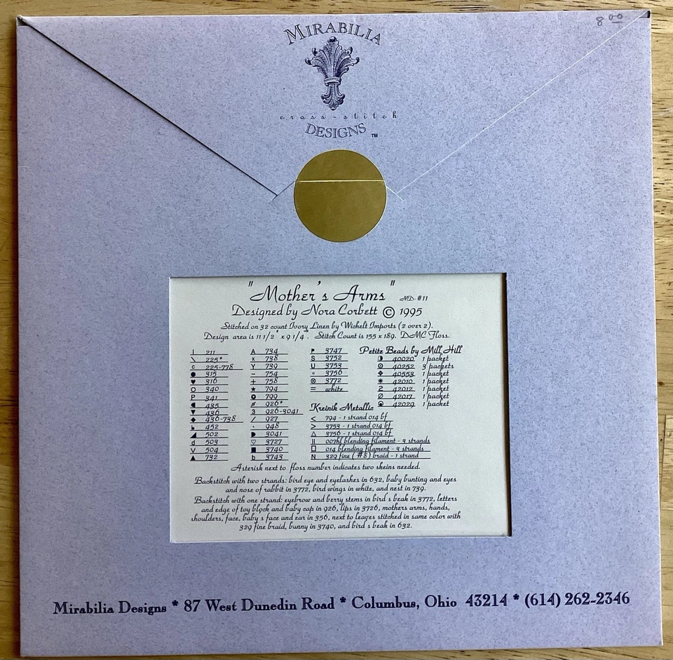 NEW Mirabilia “MOTHER’S ARMS” MD-11 By Nora Corbett Cross Stitch - Image 3 of 3
