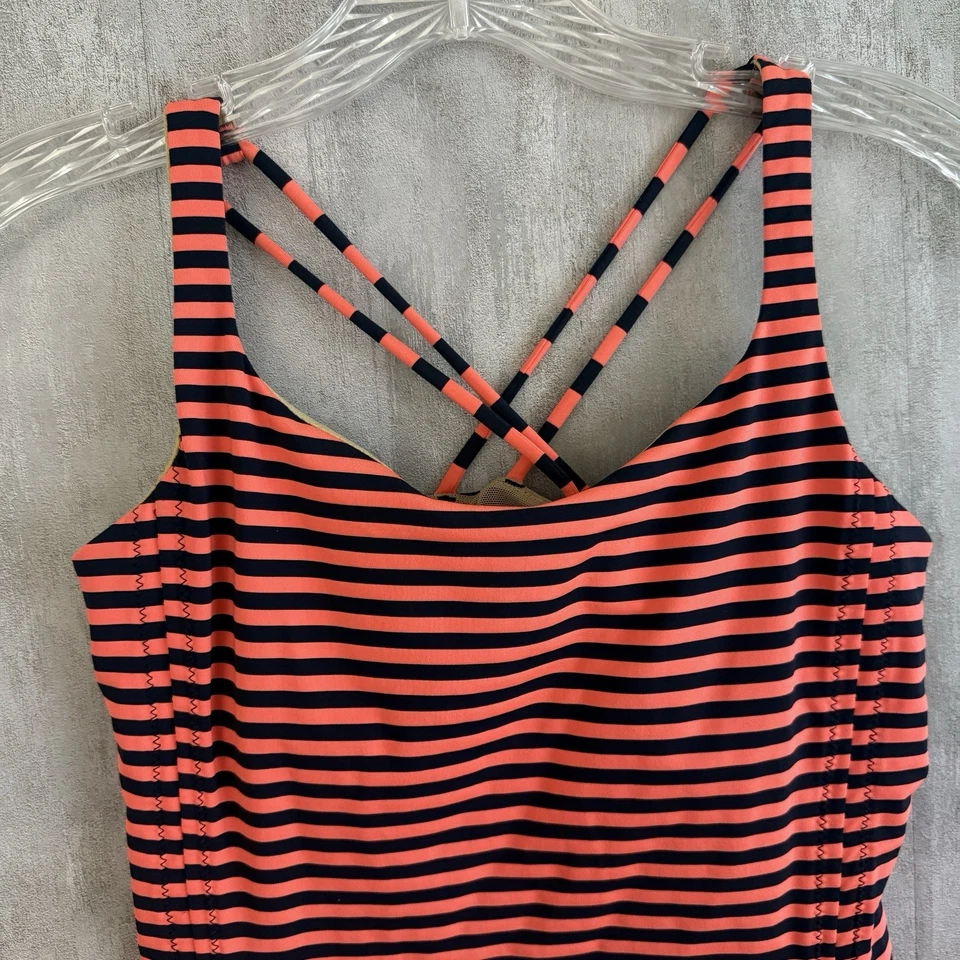 Lululemon Free To Be Tank Top Women Size 6 Orange Striped Racerback Gym Unpadded - Image 3 of 4