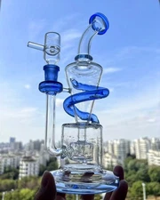 unique Coil heady big Recycler rig Glass Water pipe Smoking bong 14mm shisha