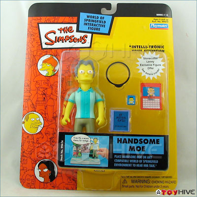 Simpsons playmates interactive handsome Moe Series 15 - UPC cut - worn packaging