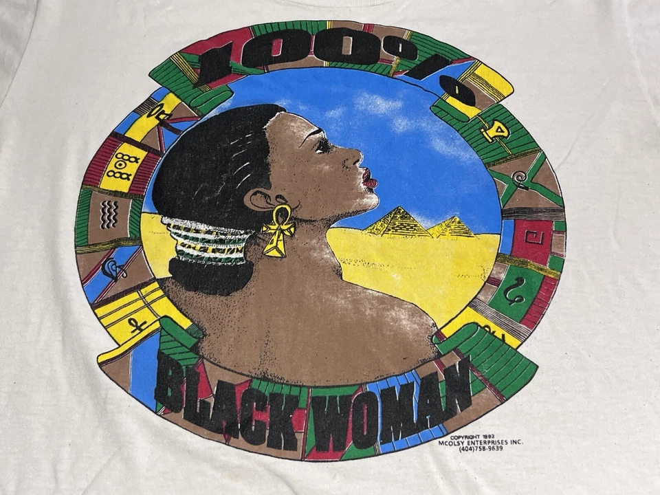 Camiseta Orgullo Negra Años 90 De Colección 100% Negra Mujer Historia Egipto Africano Talla L EE. UU. Foto 3 de 4