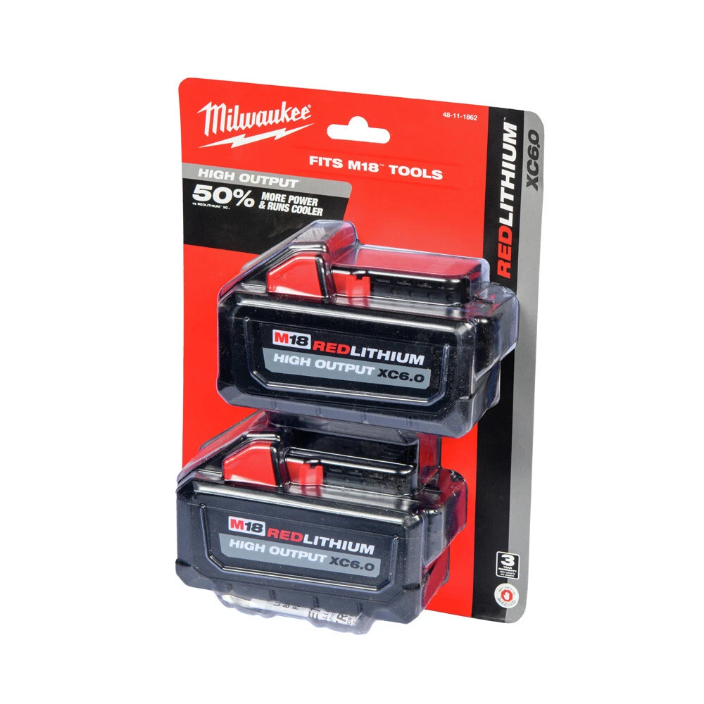 Milwaukee 48-11-1862 M18 REDLITHIUM XC 6 Ah Li-Ion Battery (2-Pc  