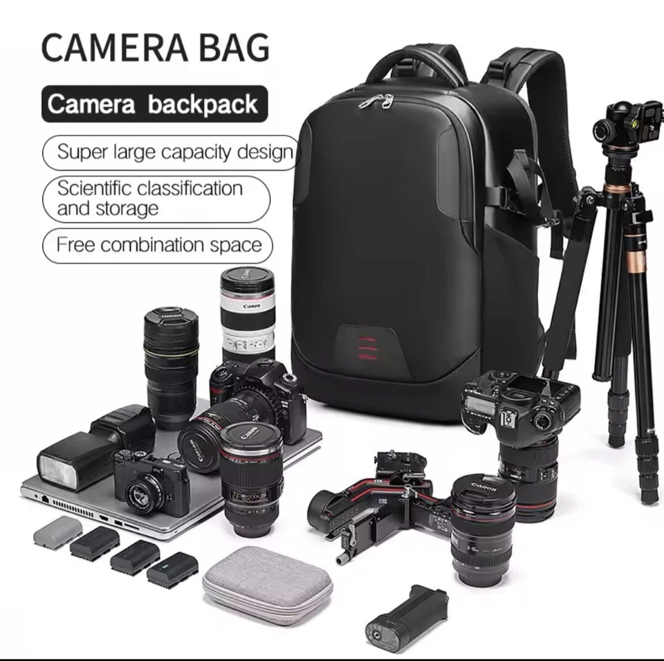 Camera Bag DSLR SLR Backpack Waterproof Travel Luggage Rucksack - Image 2 of 4