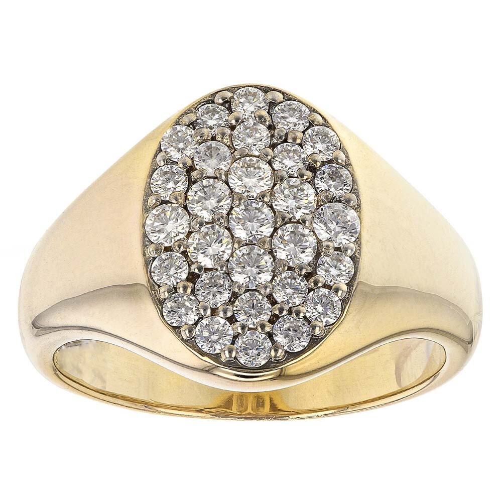 2.78 Carat Brilliant Moissanite 14K Yellow Gold Mens Cluster Engagement Ring