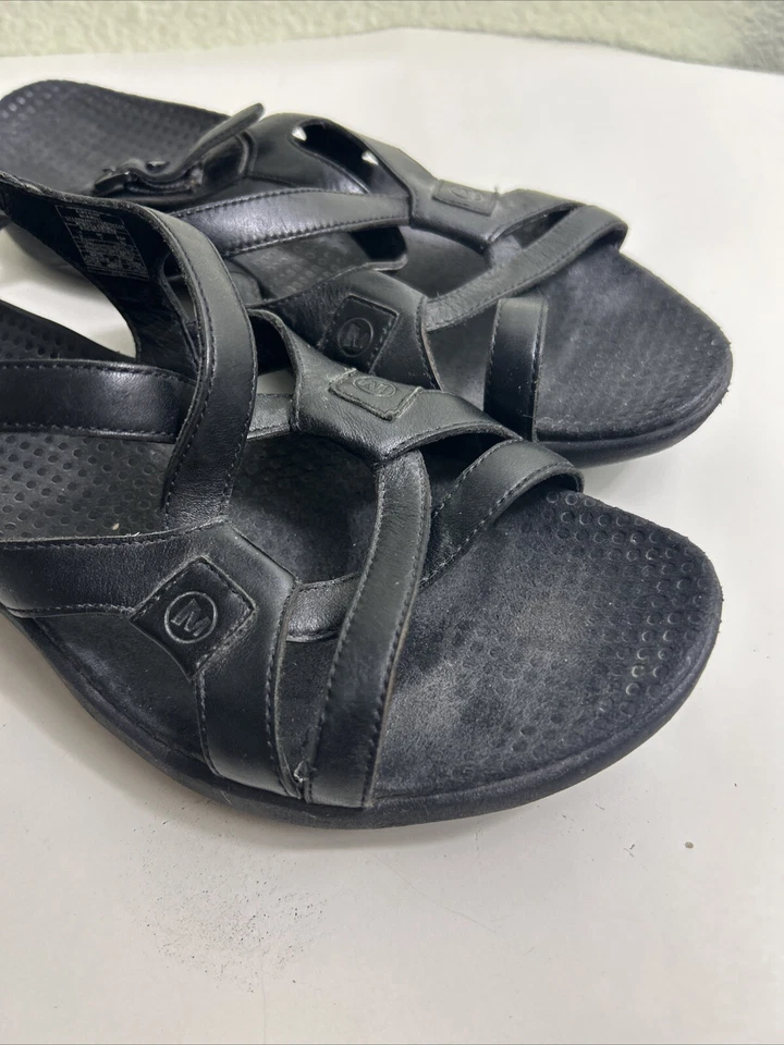 Sandalias Merrell para mujer talla 9 agave medianoche cuero negro hebilla zapatos Foto 2 de 4