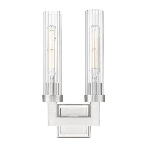 Z-Lite Beau 16.75 in. Brushed Nickel 2 Light Wall Sconce w/ Clear Glass Shade - Picture 3 of 9