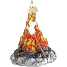 Kurt Adler Noble Gems Glass Ornament for Christmas Tree, Campfire