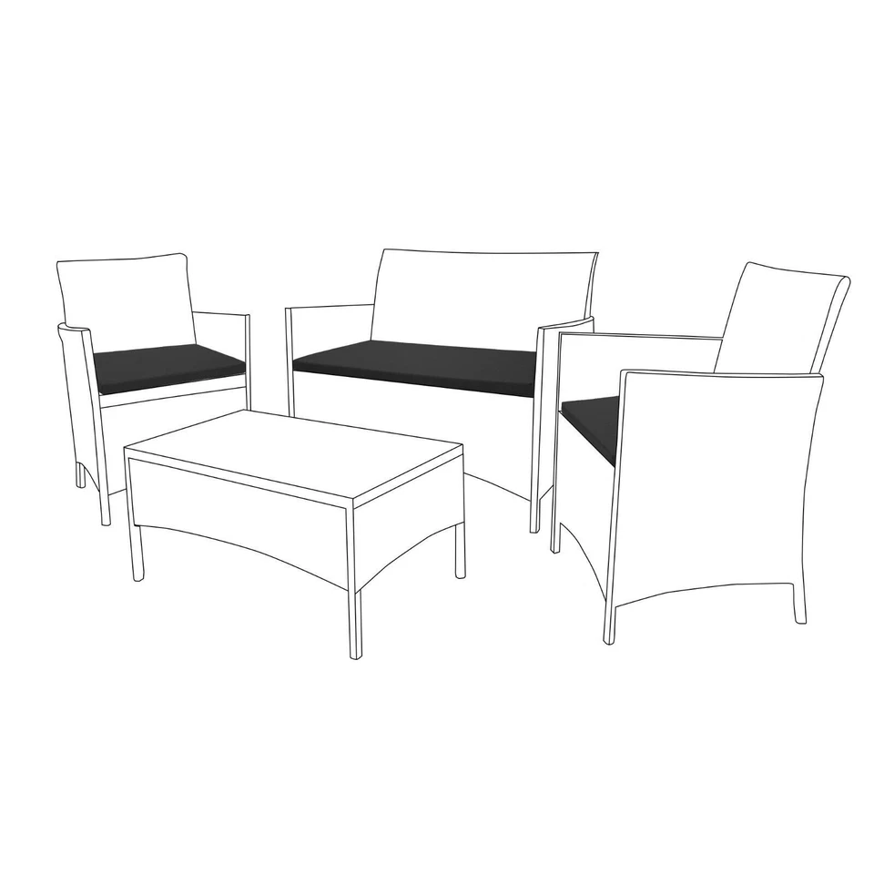 3pc Replacement Cushions Set to fit Rattan Garden Furniture Chairs Sofa Patio - Image 2 of 4