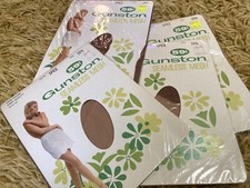 Vintage 60  s Gunston Seamless Mesh 100 Nylon Spice Stockings lot 401 10.5 Med
