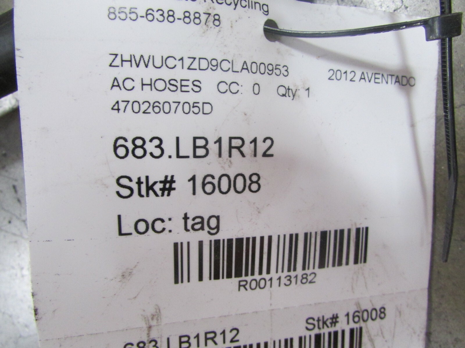 Lamborghini Aventador, AC Condenser Refrigerant Line, Used, P/N 470260705D