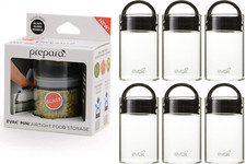 Airtight Jar small Container Handle Food storage Black Prepara Evak 6 PK