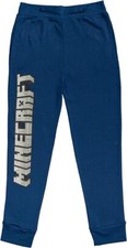 Minecraft Video Game Pants Logo Block Big Letters Boys Navy Sweatpants