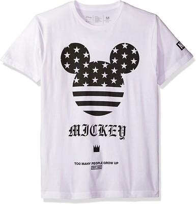 Neff  Men's Patriot Mickey Mouse Crew Neck T-Shirt Casual Tee White Medium New