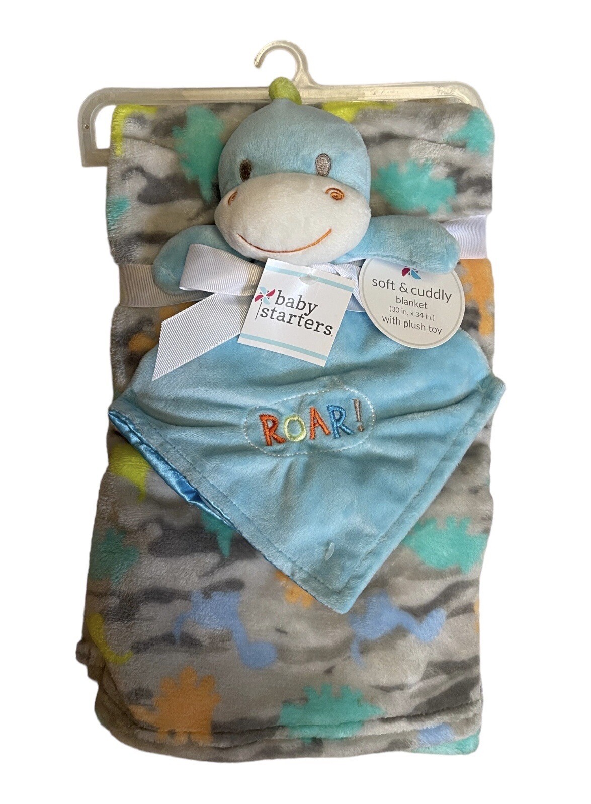 Baby Starters Blue Dinosaur Camo Soft & Cuddly Security Blanket Dino