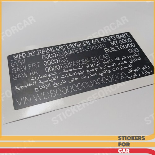 Mercedes Benz (DAIMLER) VIN ARABIC Stickers. Quality Vinyl Duplicate Replica !!!
