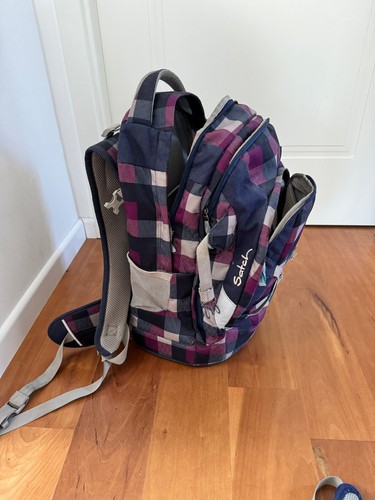 Satch Pack Schulrucksack + Sporttasche karo Lila/Blau ergonomisch Rucksack - Bild 9 von 12