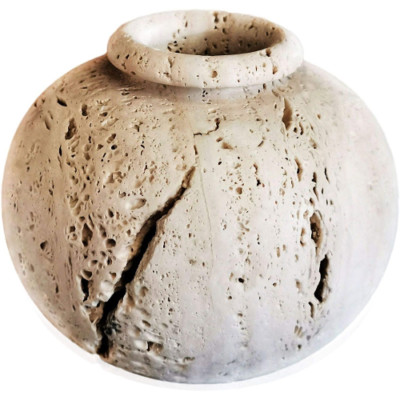 Vase Classico in Travertino Chiaro Naturale italienische Marmor Tischvase H.30