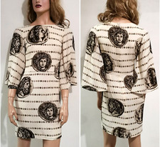 🆓US🛃 RARE SS2014 Dolce&Gabbana coins printed beige cady dress IT 40